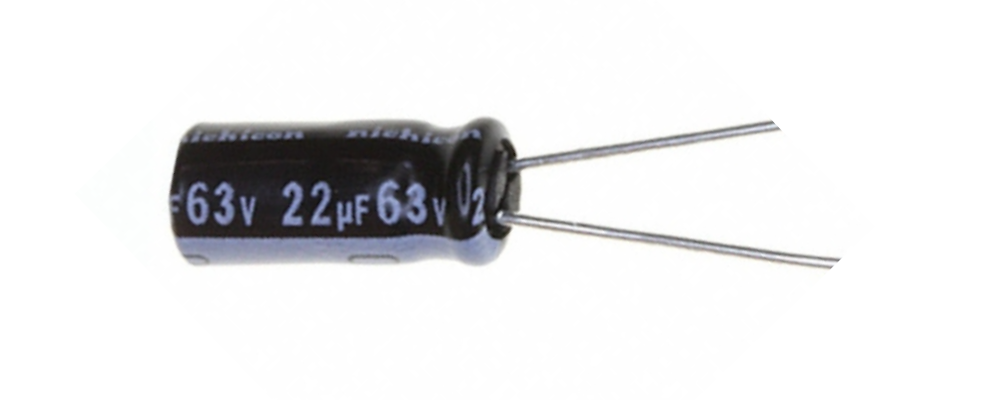 Through Hole Electrolytic Capacitor, 22µF, 63V, 5 x 10 mm
